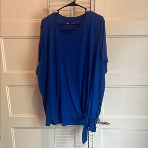 Xersion Blue Relaxed Tie Front Blouse